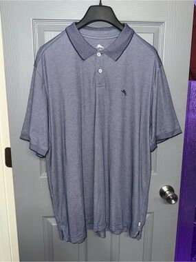 Tommy Bahama Heathered Blue Polo with Embroidered Marlin